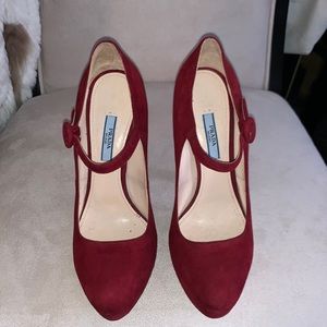 Prada Platform Velvet Heels